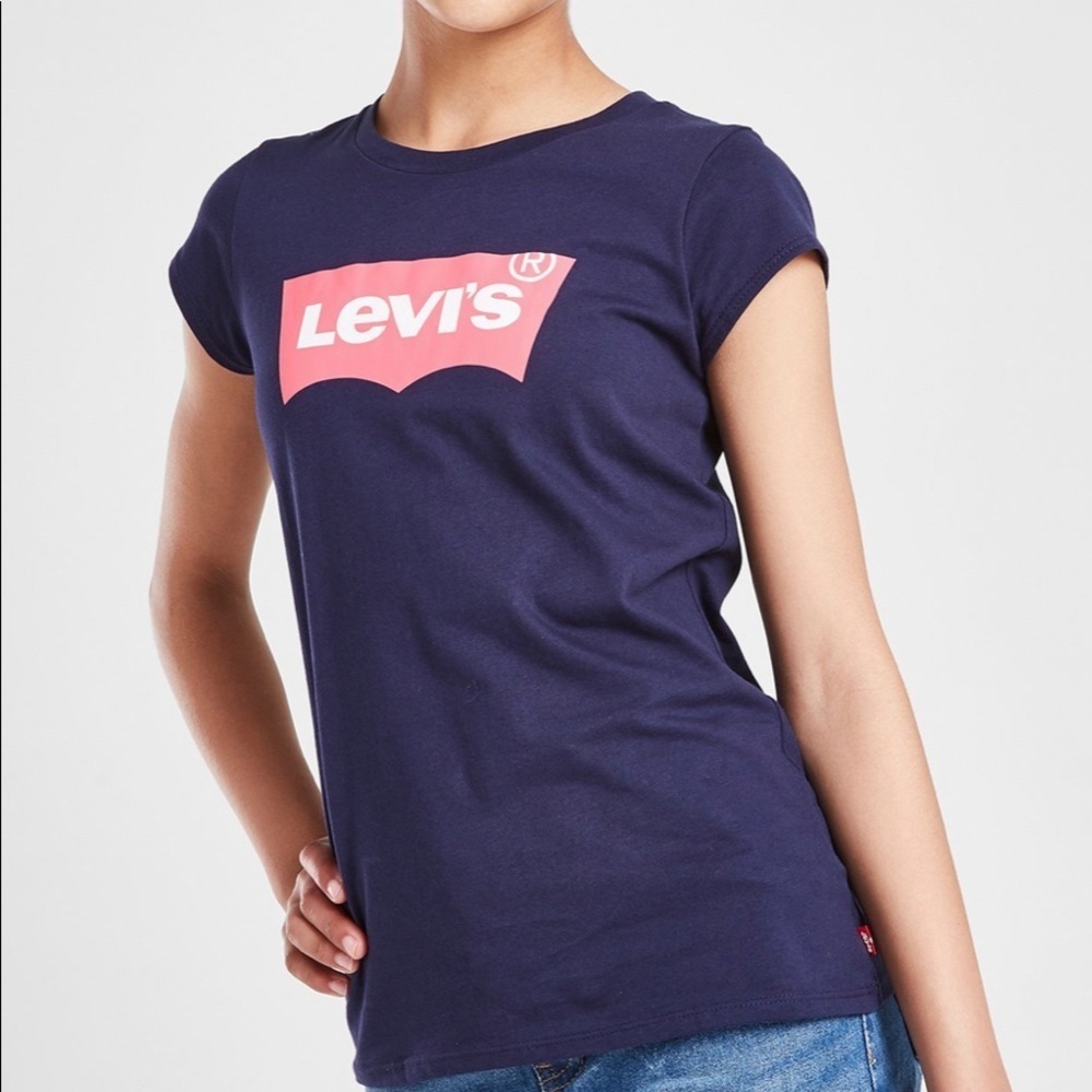 Girls T-Shirt Size L  12-13 YRS Levi’s Short Sleeve Batwing Metallic Logo NEW (8